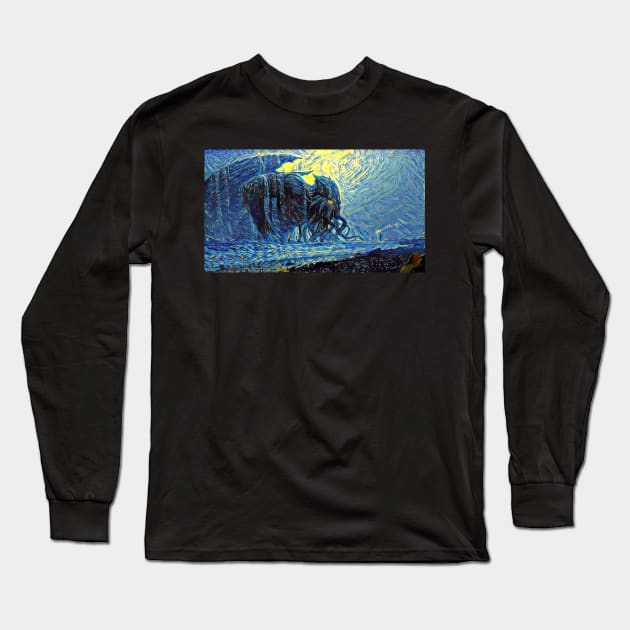 Cthulhu Lovecraft Starry Night Long Sleeve T-Shirt by Starry Night